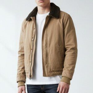 Abercrombie & Fitch Vintage Sentinel Military Cargo Canvas Sherpa Lined Jacket L